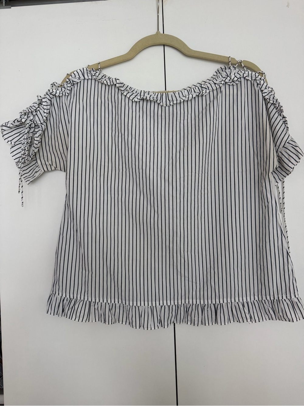 Madewell Striped Ruffle Top with Ties